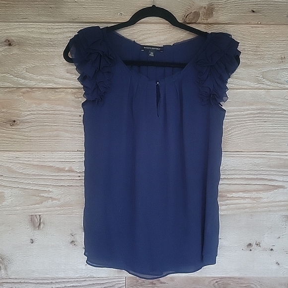 Banana Republic Tops - Banana Republic Navy Blue Pleated Sleeveless Top Size XSmall